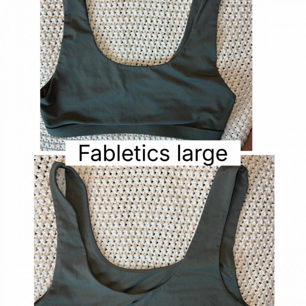 Fabletics Olive Green Scoop Neck Sports Bra – Large – EUC